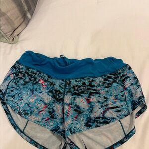 lululemon athletica Blue and Black Patterned Women's Athletic Shorts
